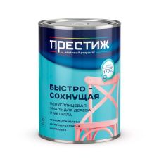 Эмаль акриловая полуглянцевая быстросохнущая белая 0,9 кг ПРЕСТИЖ