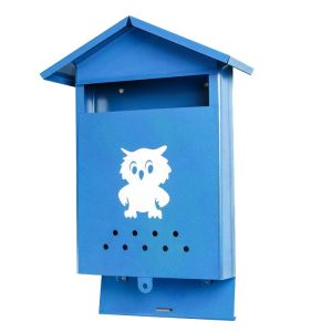 Ящик почтовый металлический с ушками для замка Домик синий