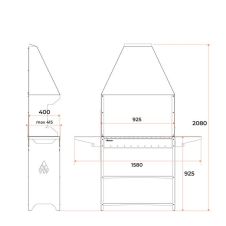 Мангал Professional Standart Zont 1582х412х2079 мм Gratar