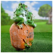 Садовая фигура Лягушка на камне «Здрасте» 35х30 см