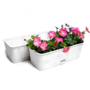 Балконный ящик Прованс, 400x170x130, 6,0 л, белый с поддоном