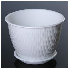 Цветочный горшок Корсика, D 19, 2,4 л, с поддоном, белый