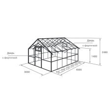 Теплица ДВУХСКАТНАЯ Усиленная 3х4 м (каркас)