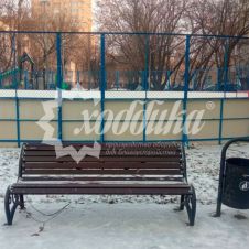 Скамейка стальная Афина УНИ 1,8 м (Палисандр/RAL9005)