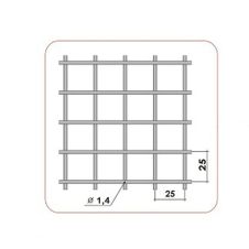 Сетка сварная оцинкованная, высота 1,5м, ячейка 25х25мм d=1,4 мм