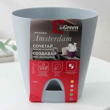 Горшок с поддоном Amsterdam утренний туман 4 л InGreen