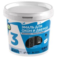 Эмаль акриловая Универсальная полуглянцевая Белая 0,8 кг А3