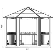 Беседка шестигранная кованая Арт. Б.13 2800х3100х3100 мм