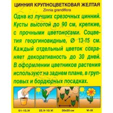 Цинния Крупноцветковая желтая 0,3 г Аэлита