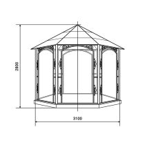 Беседка шатер шестигранная Арт.Б.11 2800х3100х3100 мм