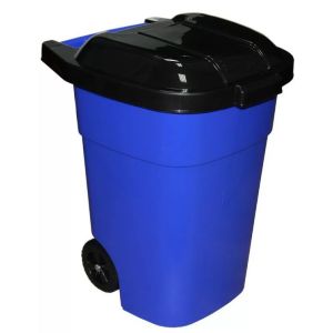 Бак для мусора 65 л, на колесах, серо-синий (Альтернатива) М4664