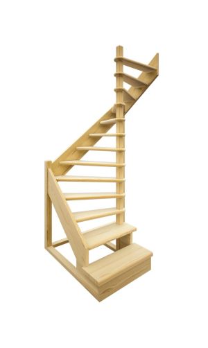Деревянная лестница Лес 01 высота 2915-3075 мм, ширина 1630-1120 мм