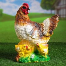 Садовая фигура Курица с цыплятами микс
