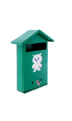 Ящик почтовый металлический Домик с замком зеленый